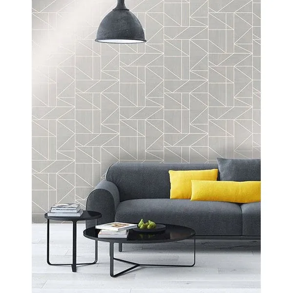 Brewster Home Fashions Malvolio Silver Silver Geometric Wallpaper - SKU 2836-M1381