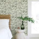 Brewster Home Fashions Manaus Aqua Palm Frond Wallpaper - SKU 4071-71015