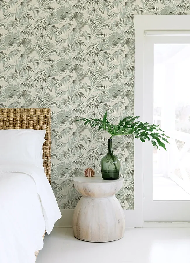 Brewster Home Fashions Manaus Aqua Palm Frond Wallpaper - SKU 4071-71015