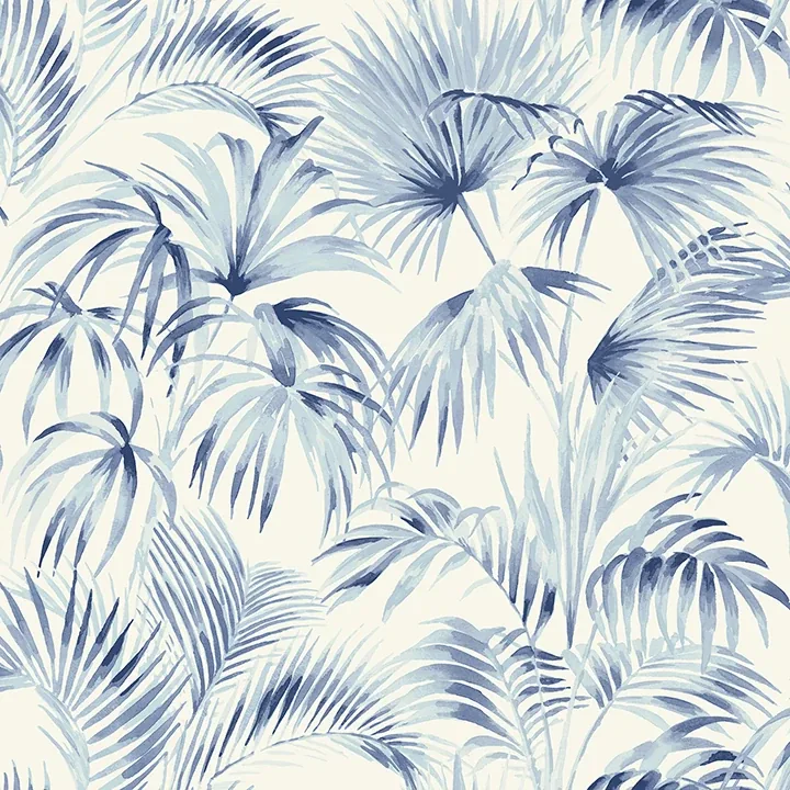 4071-71016 | Manaus Blue Palm Frond Wallpaper