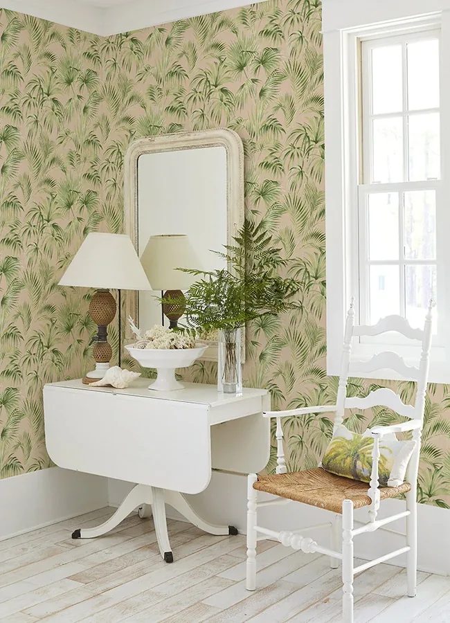 Brewster Home Fashions Manaus Peach Palm Frond Wallpaper | Wallpaper Twins Brewster Home Fashions Manaus Peach Palm Frond Wallpaper - SKU 4071-71017