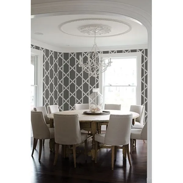 Brewster Home Fashions Mandara Charcoal Trellis Wallpaper - SKU 2671-22421