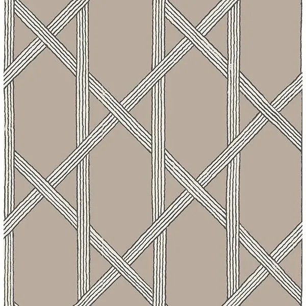 2671-22424 | Mandara Taupe Trellis Wallpaper