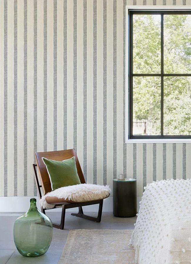 Brewster Home Fashions Mandevilla Black Vine Stripe Wallpaper | Wallpaper Twins Brewster Home Fashions Mandevilla Black Vine Stripe Wallpaper - SKU 4148-27426