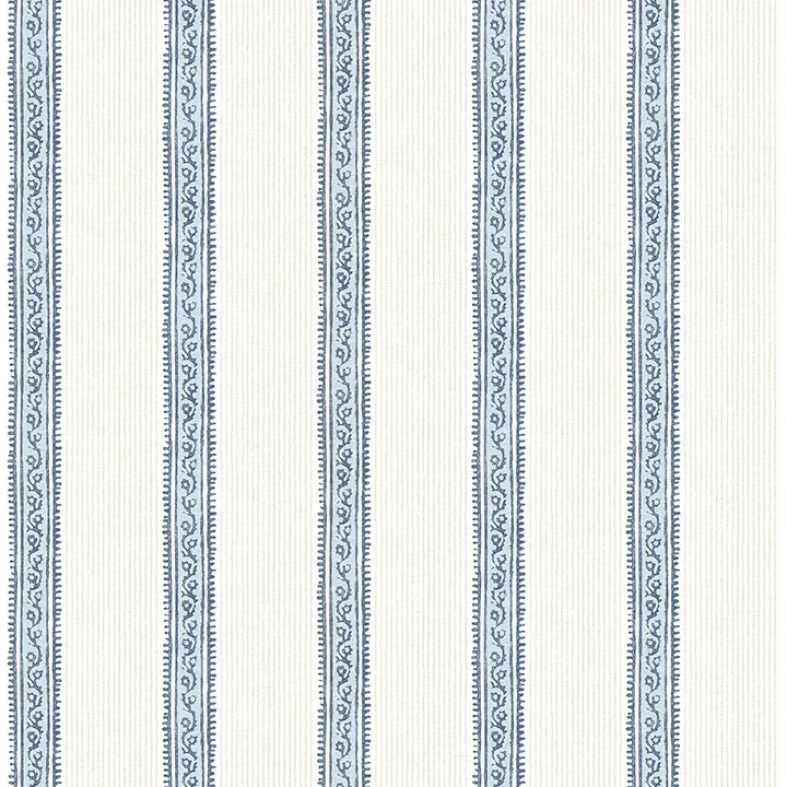 4148-27428 | Mandevilla Blue Vine Stripe Wallpaper
