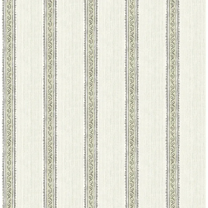 4148-27429 | Mandevilla Green Vine Stripe Wallpaper