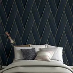 Brewster Home Fashions Manfred Navy Modern Herringbone Wallpaper | Wallpaper Twins Brewster Home Fashions Manfred Navy Modern Herringbone Wallpaper - SKU 4041-34801