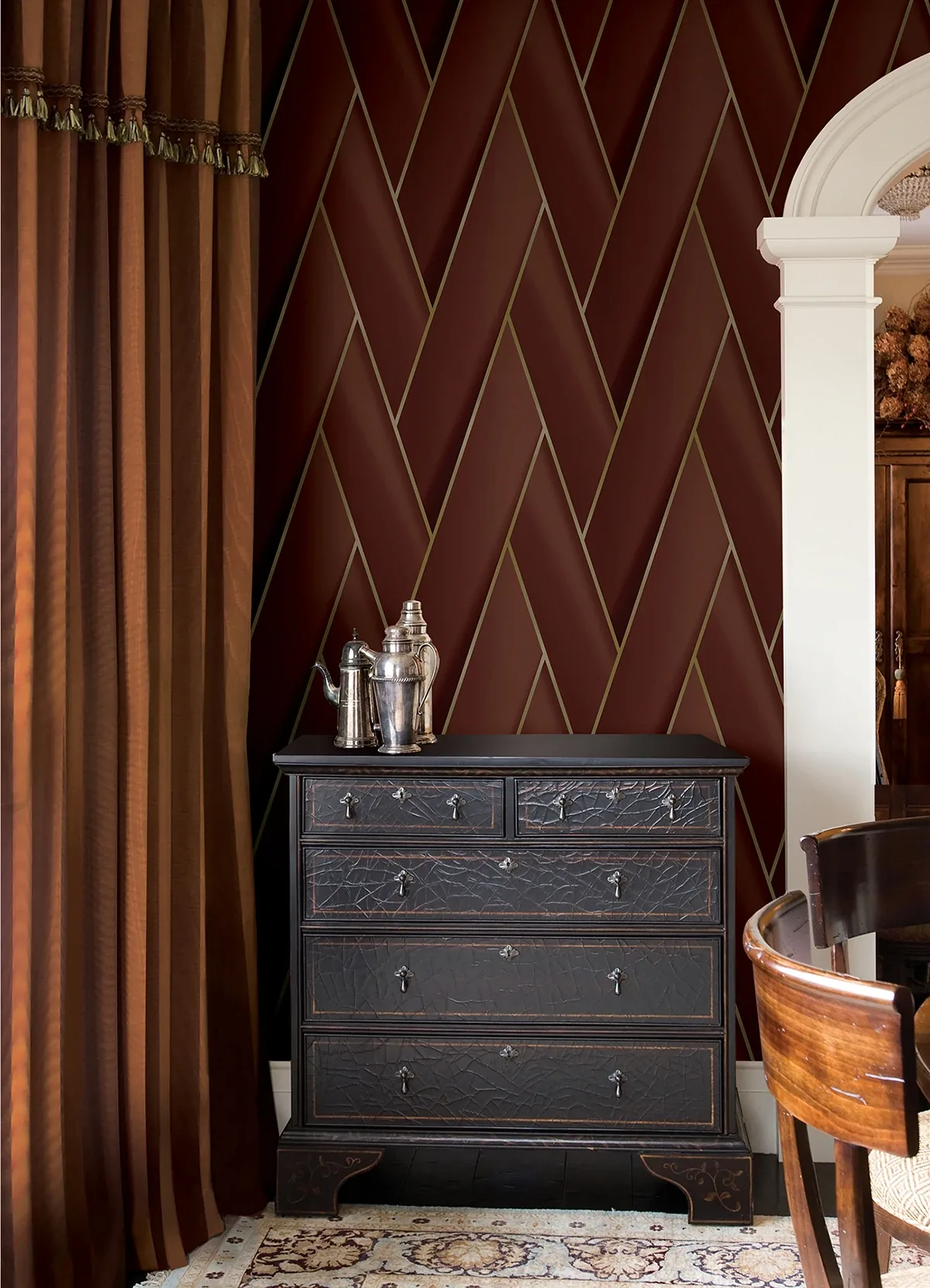 Brewster Home Fashions Manfred Ruby Modern Herringbone Wallpaper - SKU 4041-34810