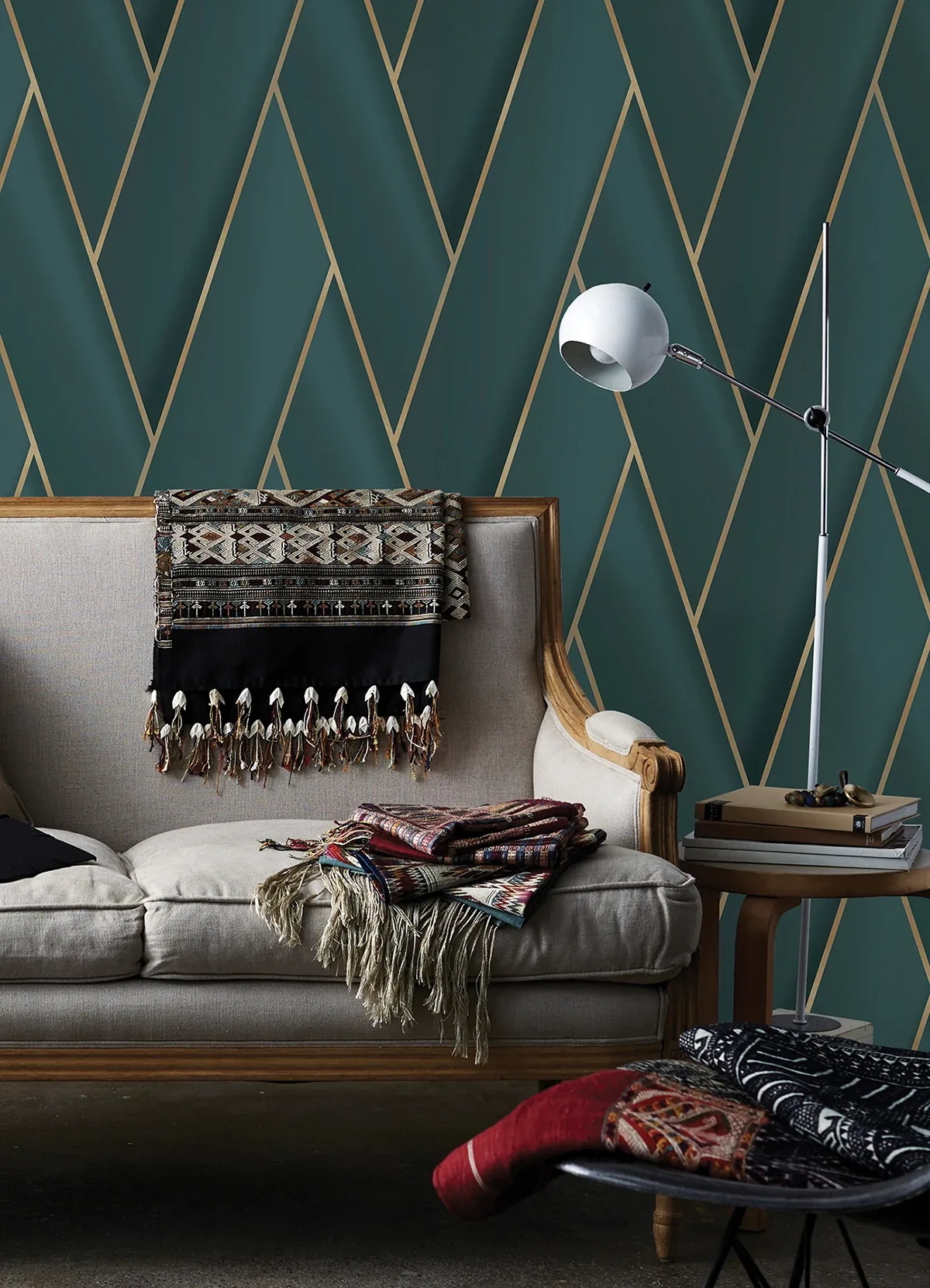 Brewster Home Fashions Manfred Teal Modern Herringbone Wallpaper - SKU 4041-34804