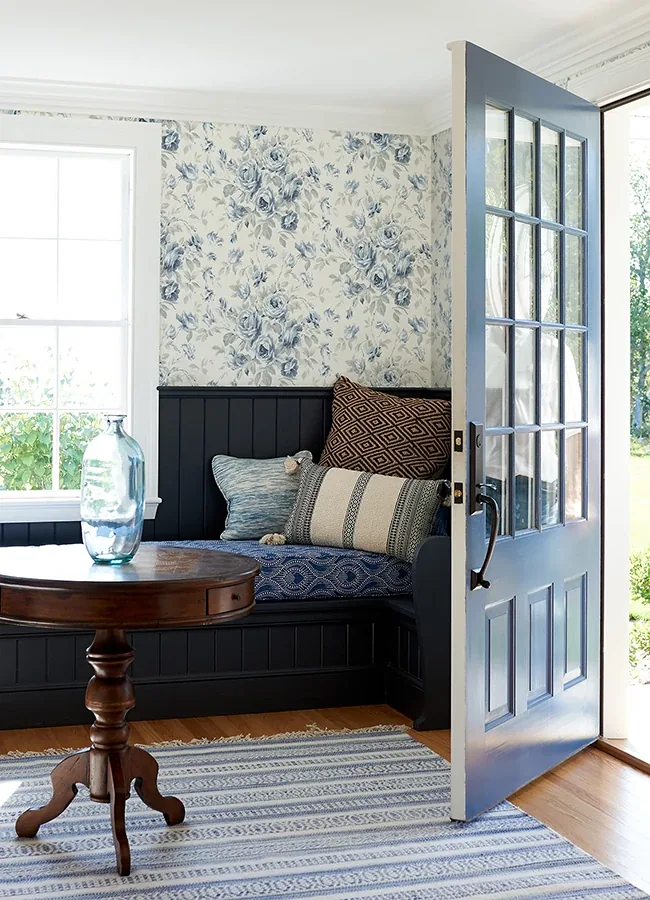 Brewster Home Fashions Manon Blue Rose Stitch Wallpaper - SKU 4072-70025