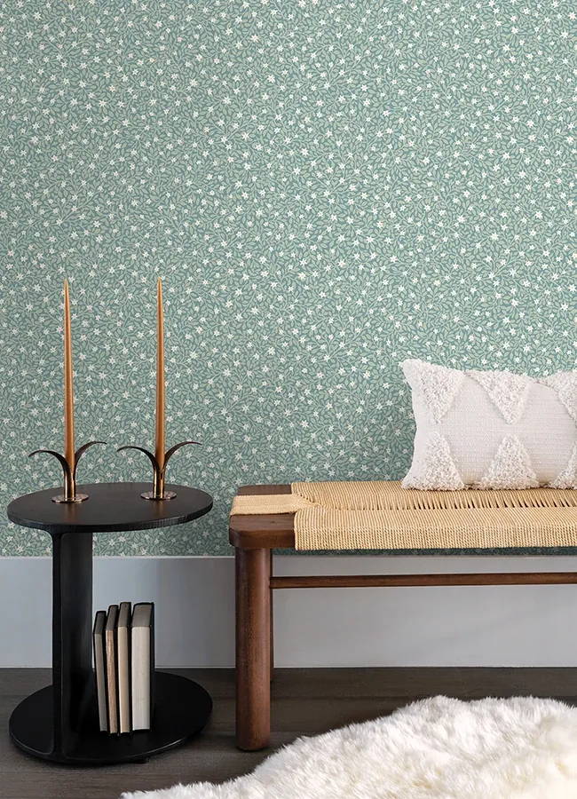 Brewster Home Fashions Marguerite Sea Green Floral Wallpaper | Wallpaper Twins Brewster Home Fashions Marguerite Sea Green Floral Wallpaper - SKU 316054