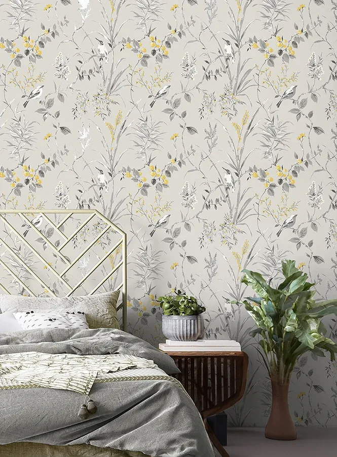 Brewster Home Fashions Mariko Grey Botanical Wallpaper | Wallpaper Twins Brewster Home Fashions Mariko Grey Botanical Wallpaper - SKU M1551