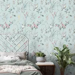 Brewster Home Fashions Mariko Light Blue Botanical Wallpaper - SKU M1856