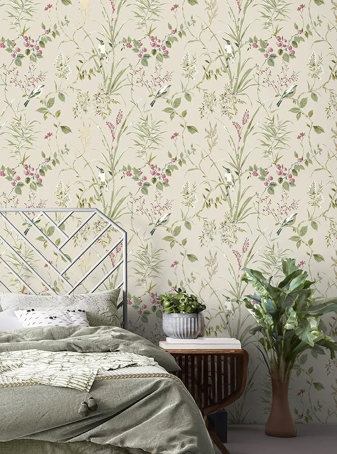 Brewster Home Fashions Mariko Neutral Botanical Wallpaper - SKU M1855
