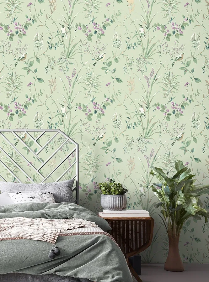 Brewster Home Fashions Mariko Sage Botanical Wallpaper | Wallpaper Twins Brewster Home Fashions Mariko Sage Botanical Wallpaper - SKU M1552