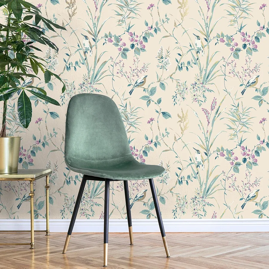 Brewster Home Fashions Mariko Teal Botanical Wallpaper - SKU M1554