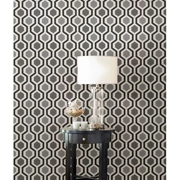 Brewster Home Fashions Marina Black Modern Geometric Wallpaper - SKU 347-20133