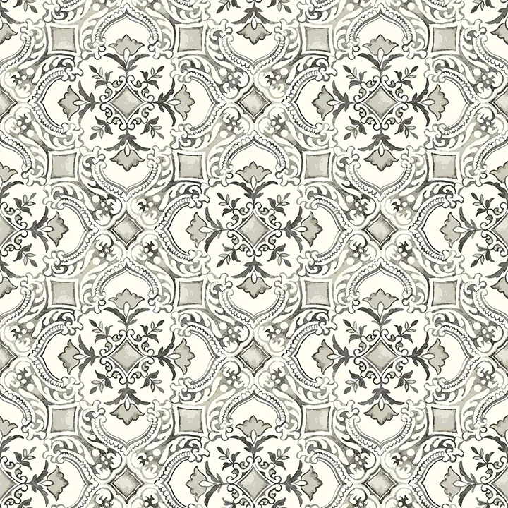 Brewster Home Fashions Marjoram Black Floral Tile Wallpaper - SKU 4134-72512
