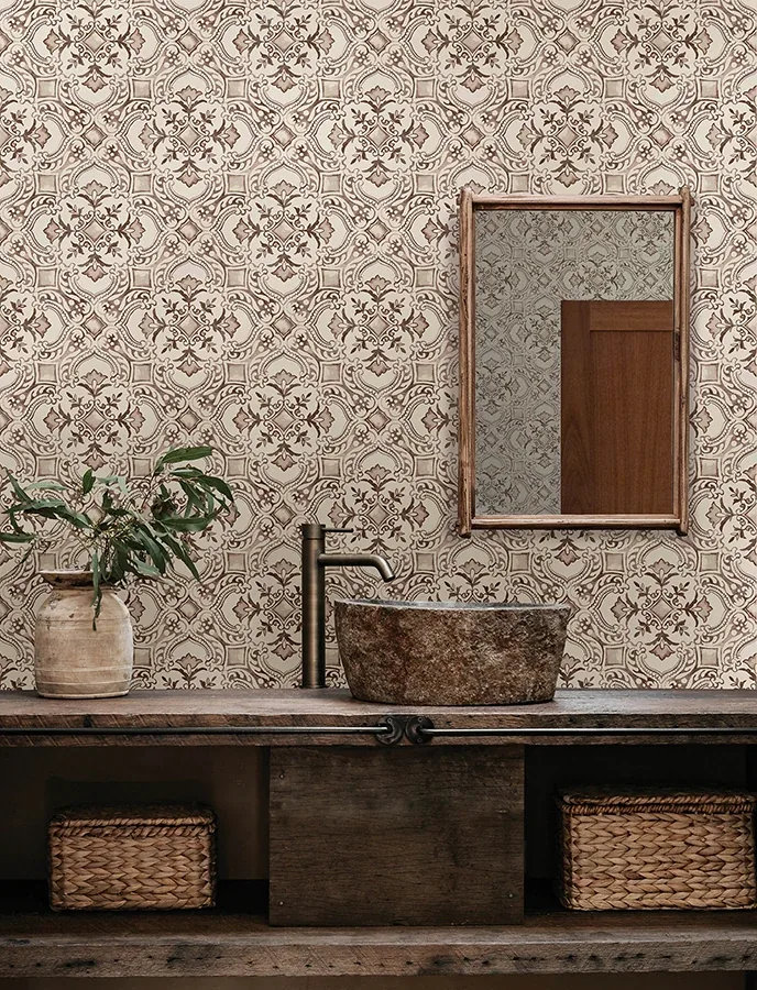Brewster Home Fashions Marjoram Blush Floral Tile Wallpaper - SKU 4134-72514