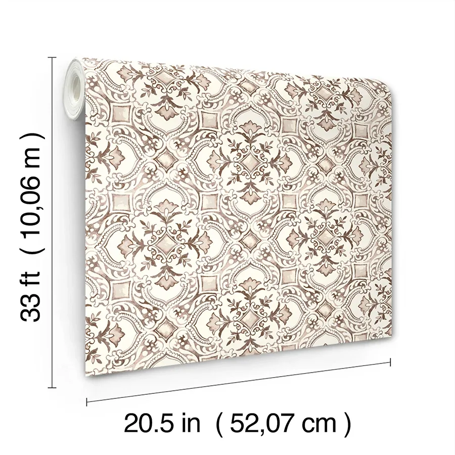 Brewster Home Fashions Marjoram Blush Floral Tile Wallpaper - SKU 4134-72514