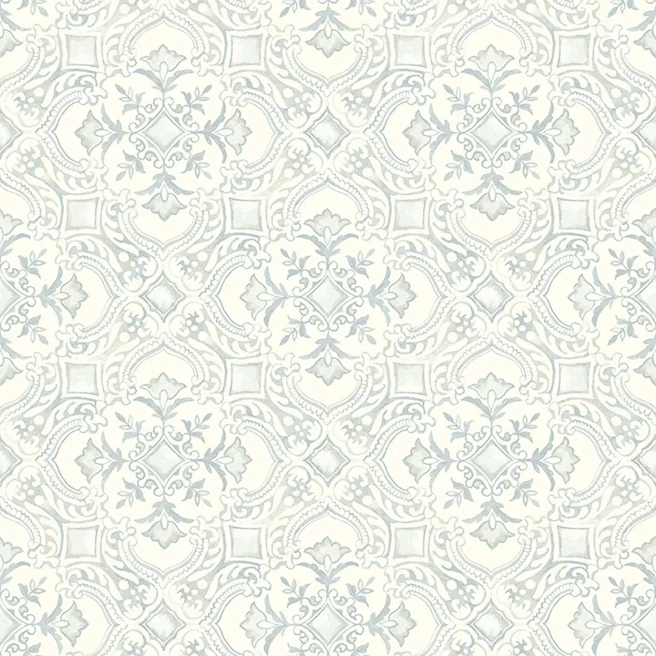 4134-72516 | Marjoram Light Blue Floral Tile Wallpaper