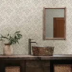 Brewster Home Fashions Marjoram Light Grey Floral Tile Wallpaper | Wallpaper Twins Brewster Home Fashions Marjoram Light Grey Floral Tile Wallpaper - SKU 4134-72515