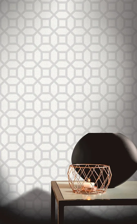 Brewster Home Fashions Marjorie Silver Trellis Wallpaper - SKU AH295603