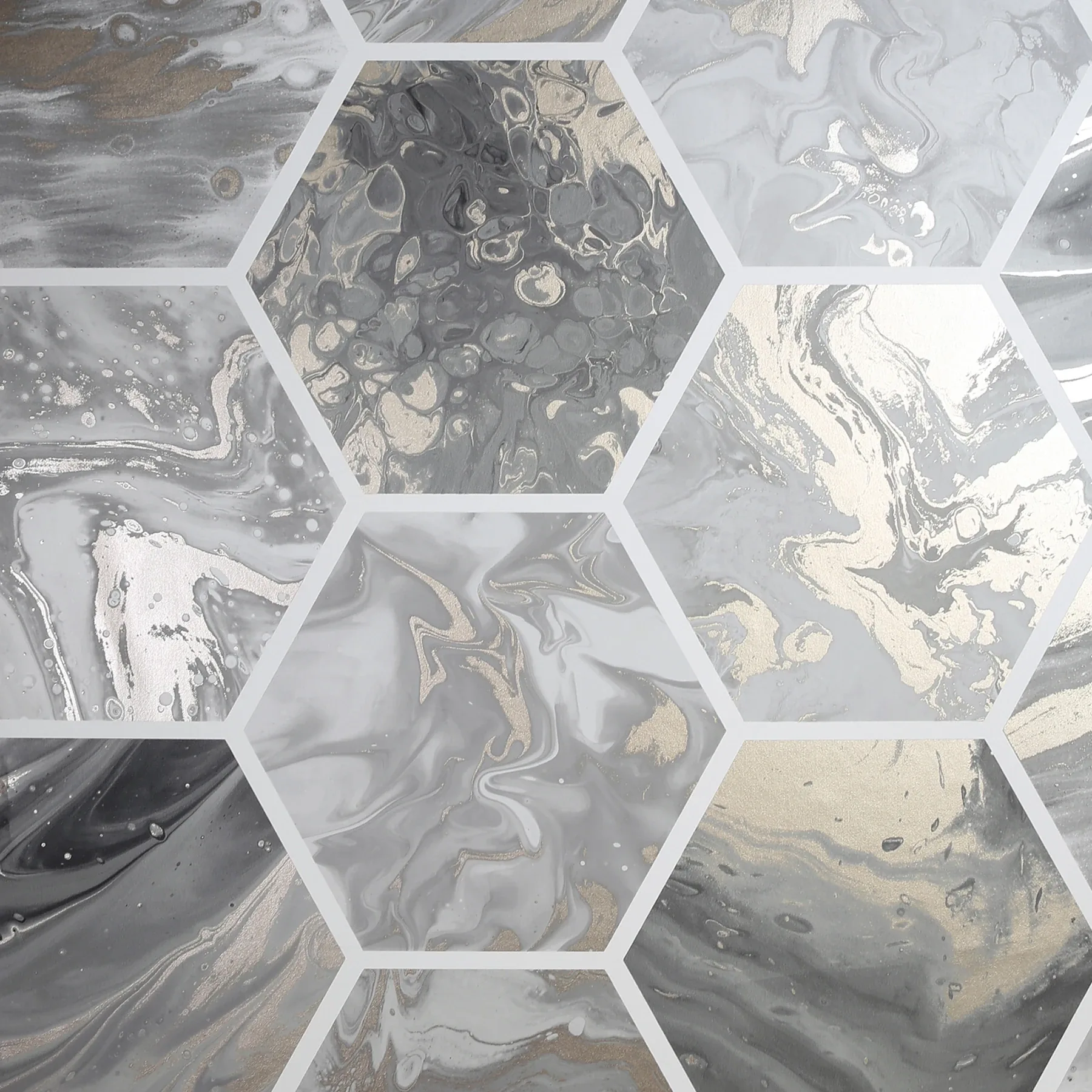 Brewster Home Fashions Marlon Charcoal Hexagon Tiles Wallpaper - SKU AH908502
