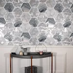 Brewster Home Fashions Marlon Charcoal Hexagon Tiles Wallpaper | Wallpaper Twins Brewster Home Fashions Marlon Charcoal Hexagon Tiles Wallpaper - SKU AH908502