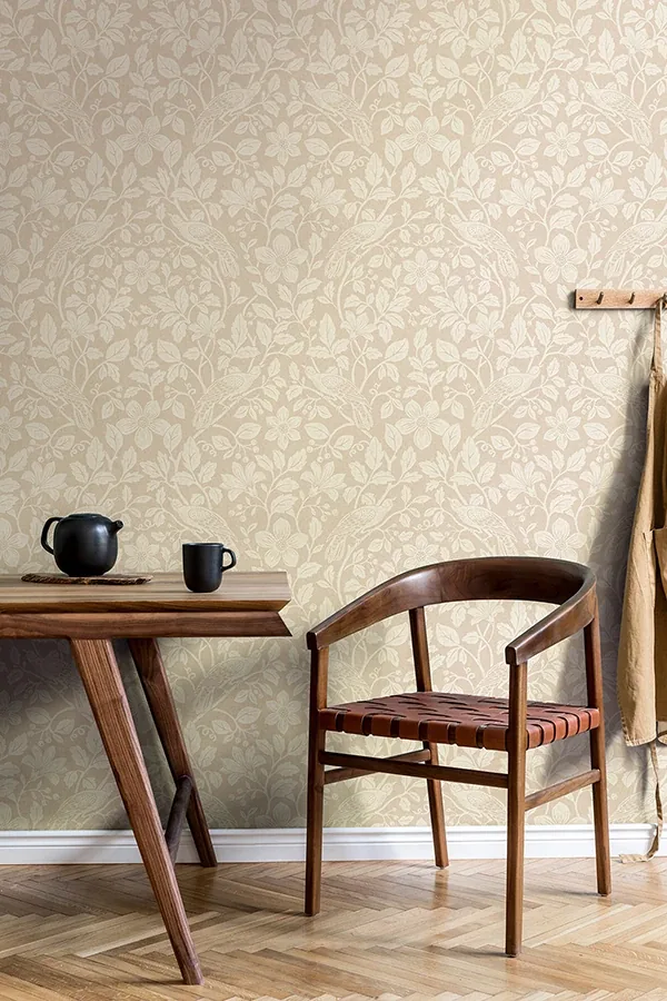 Brewster Home Fashions Marlow Beige Bird Vine Wallpaper - SKU 4164-M1817