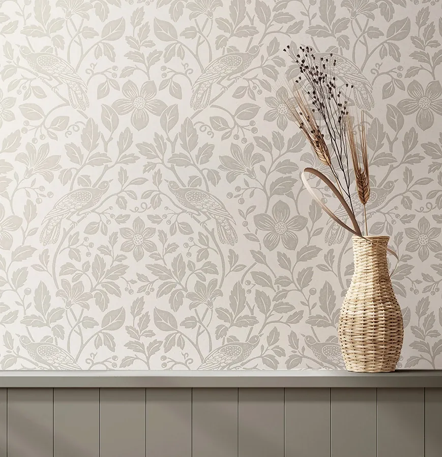 Brewster Home Fashions Marlow Bone Bird Vine Wallpaper - SKU 4164-M1815