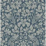 Brewster Home Fashions Marlow Dark Blue Bird Vine Wallpaper - SKU 4164-M1818