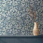 Brewster Home Fashions Marlow Dark Blue Bird Vine Wallpaper - SKU 4164-M1818