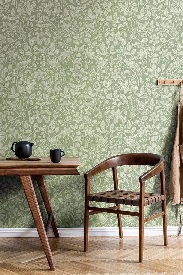 Brewster Home Fashions Marlow Green Bird Vine Wallpaper - SKU 4164-M1816