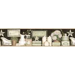 Brewster Home Fashions Martha Black Country Bath Wallpaper | Wallpaper Twins Brewster Home Fashions Martha Black Country Bath Wallpaper - SKU 3123-63102