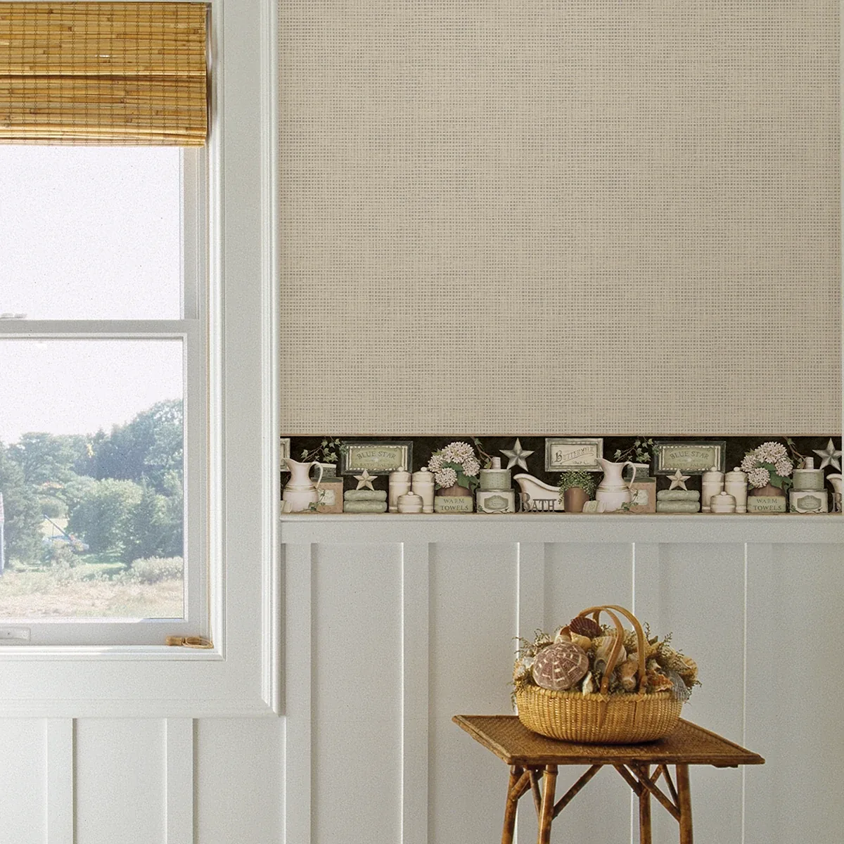 Brewster Home Fashions Martha Black Country Bath Wallpaper - SKU 3123-63102