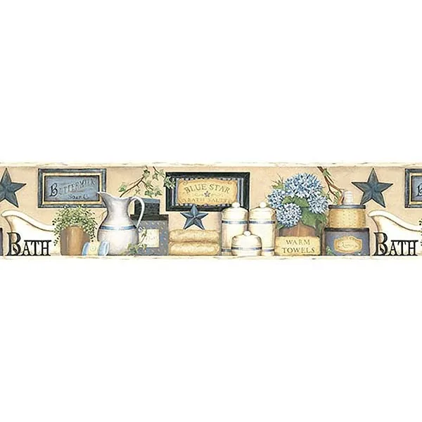 Brewster Home Fashions Martha Blue Country Bath Wallpaper - SKU CTR63101B