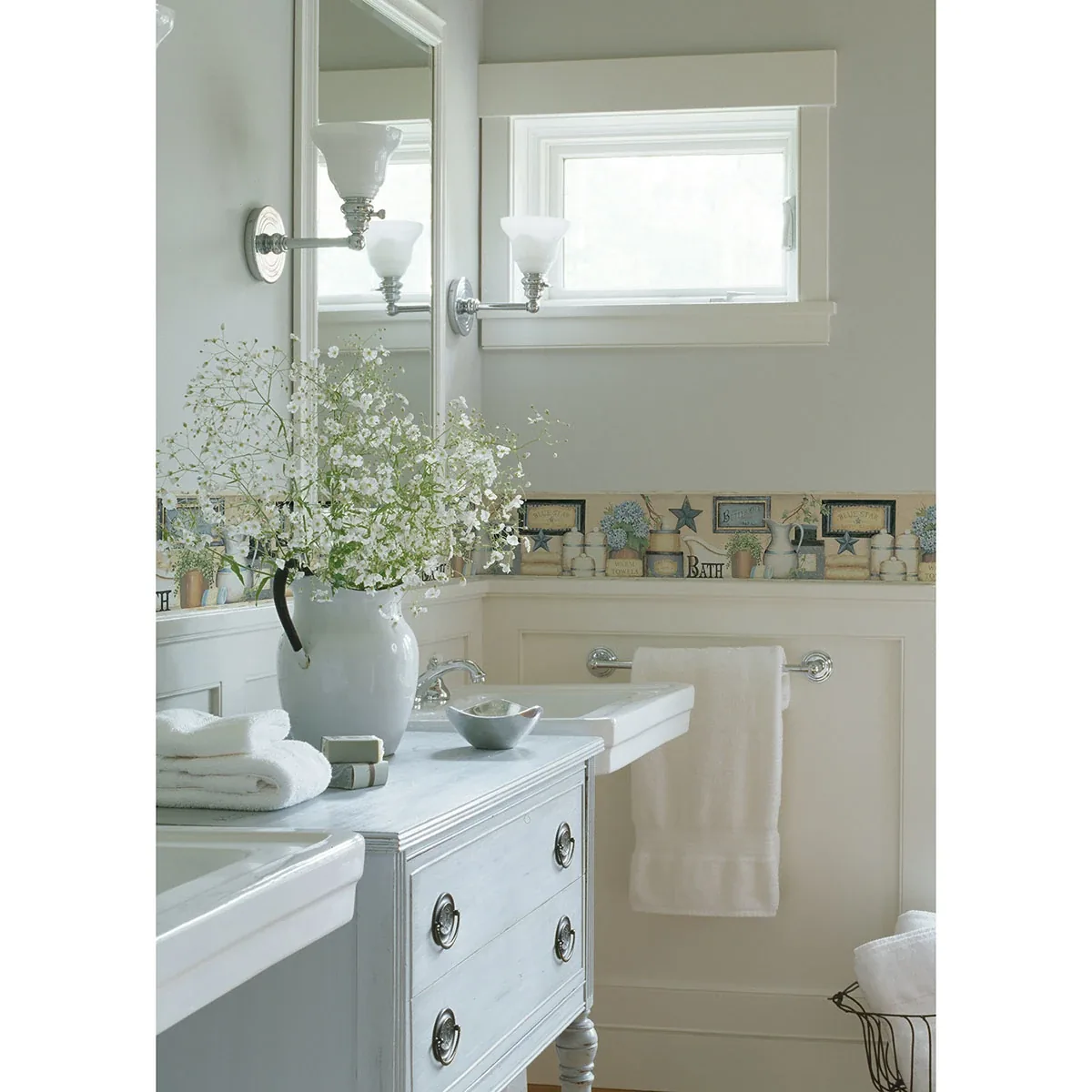 Brewster Home Fashions Martha Blue Country Bath Wallpaper - SKU CTR63101B
