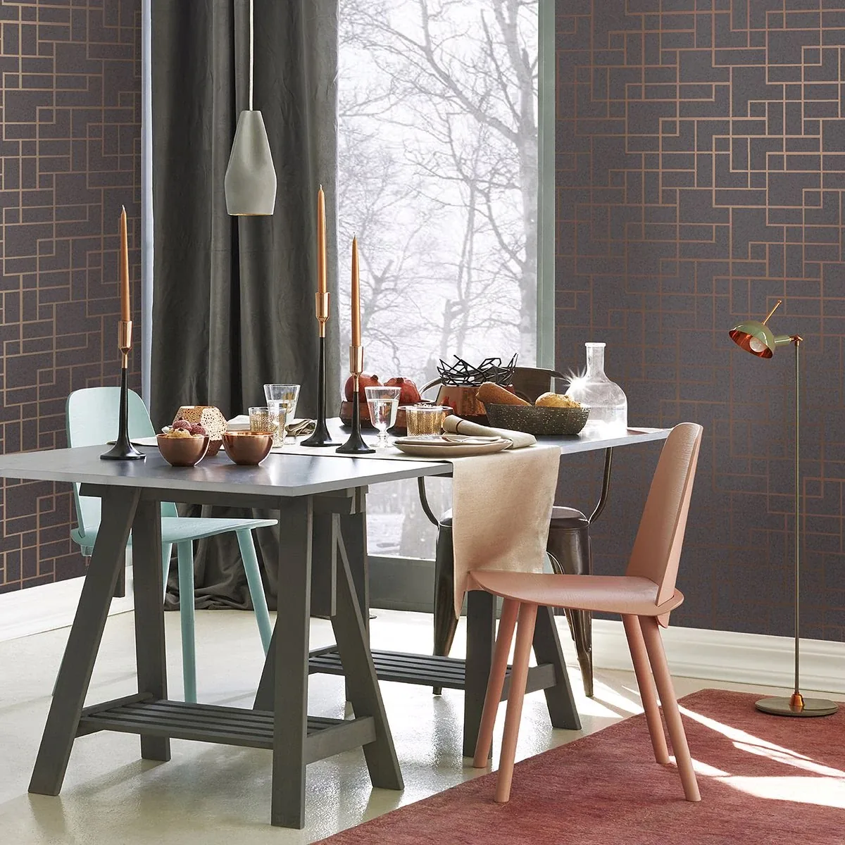 Brewster Home Fashions Mason Dark Grey Geometric Wallpaper - SKU 2927-42492