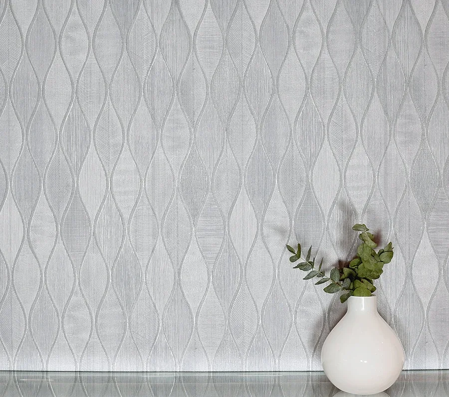 Brewster Home Fashions Mattais Silver Ogee Wallpaper | Wallpaper Twins Brewster Home Fashions Mattais Silver Ogee Wallpaper - SKU AH299001