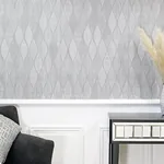 Brewster Home Fashions Mattais Silver Ogee Wallpaper | Wallpaper Twins Brewster Home Fashions Mattais Silver Ogee Wallpaper - SKU AH299001