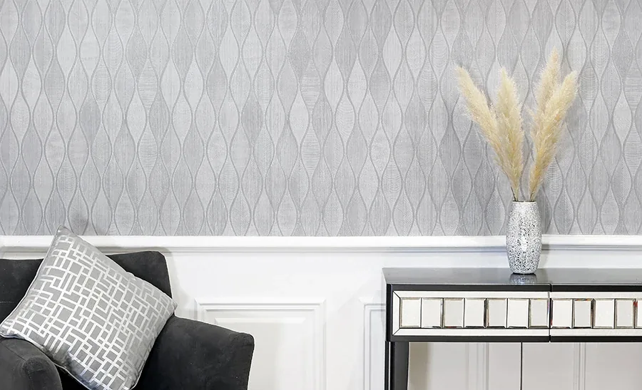Brewster Home Fashions Mattais Silver Ogee Wallpaper | Wallpaper Twins Brewster Home Fashions Mattais Silver Ogee Wallpaper - SKU AH299001
