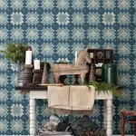 Brewster Home Fashions Maud Blue Crochet Geometric Wallpaper - SKU 3124-13864