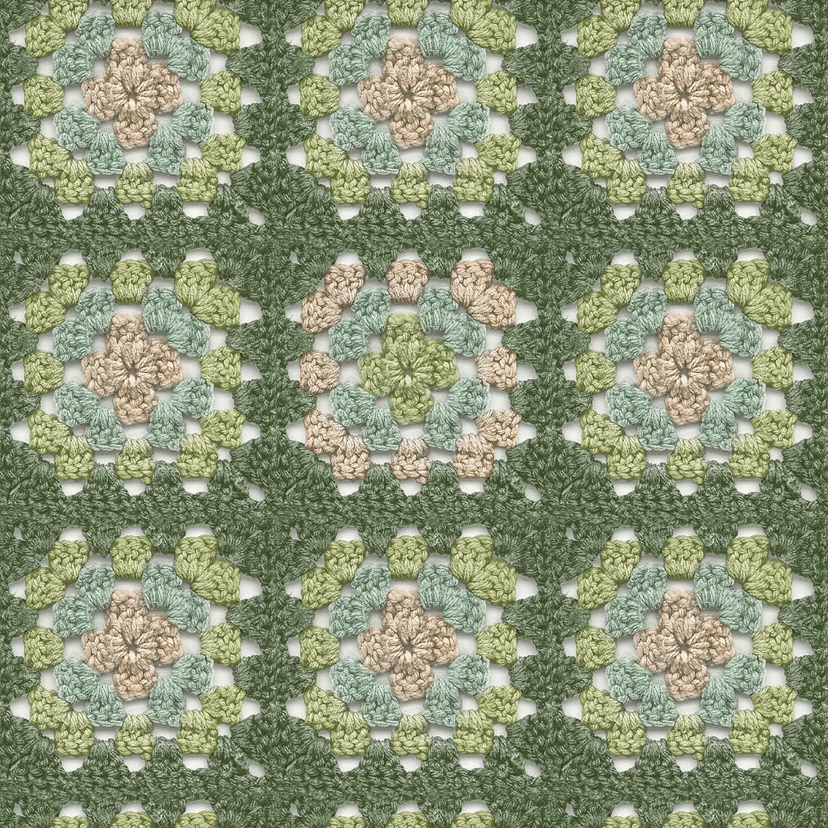 3124-13863 | Maud Green Crochet Geometric Wallpaper