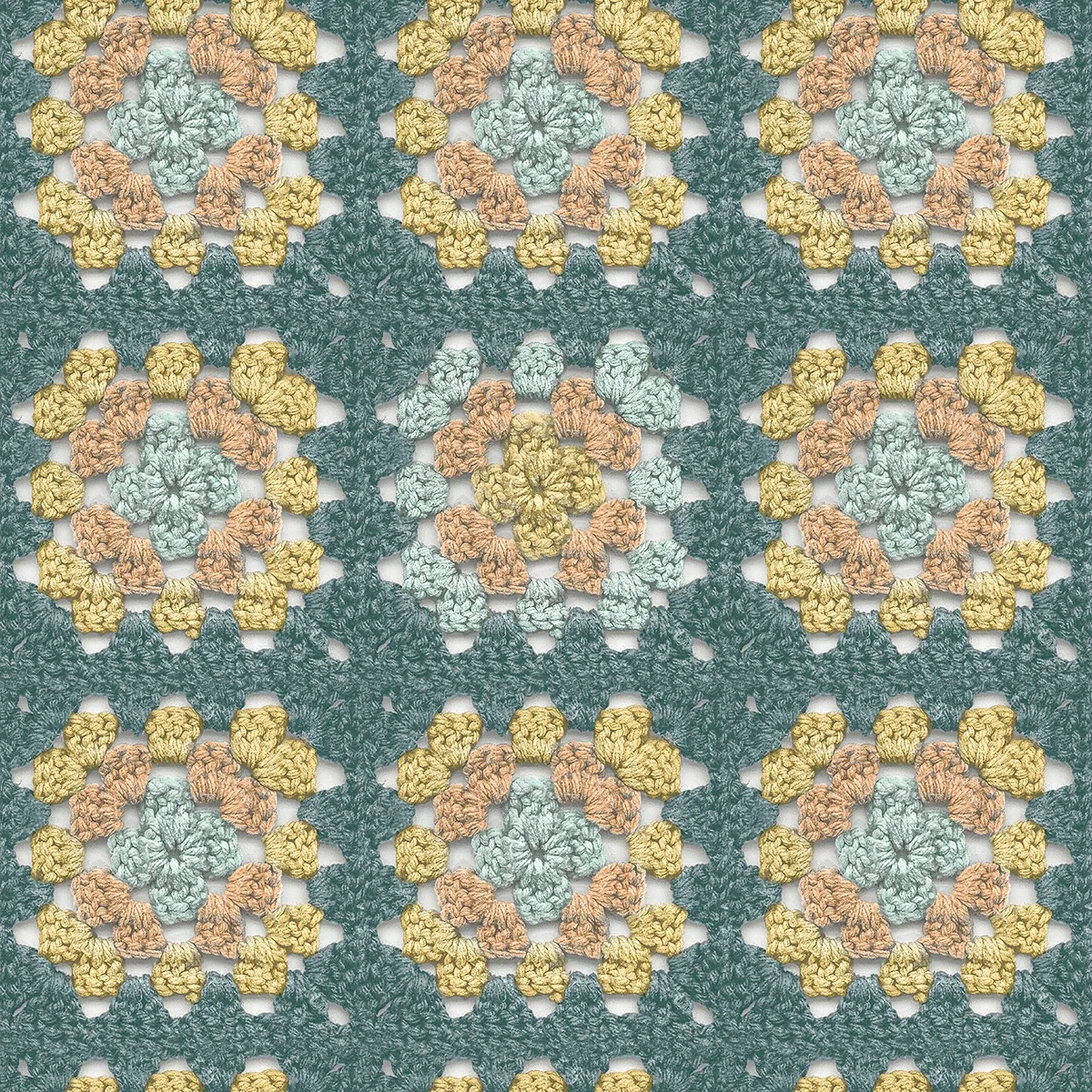 Brewster Home Fashions Maud Teal Crochet Geometric Wallpaper - SKU 3124-13862