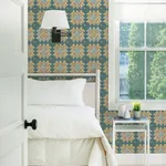 Brewster Home Fashions Maud Teal Crochet Geometric Wallpaper - SKU 3124-13862