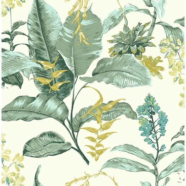 PS41804 | Maui Green Green Botanical Wallpaper