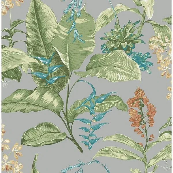 PS41808 | Maui Grey Grey Botanical Wallpaper