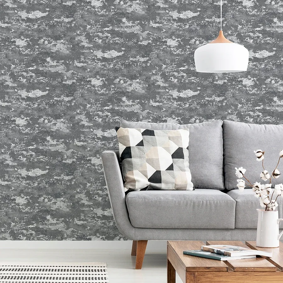 Brewster Home Fashions Mercer Dark Grey Patina Wallpaper - SKU AH297601
