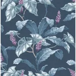 Brewster Home Fashions Meridian Parade Blue Tropical Leaves Wallpaper - SKU M1693